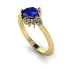 Selene - Oval Sapphire & Diamonds Asymmetrical Cluster Yellow Gold Engagement Ring