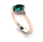 Selene - Oval Teal Sapphire & Diamonds Asymmetrical Cluster Rose Gold Engagement Ring