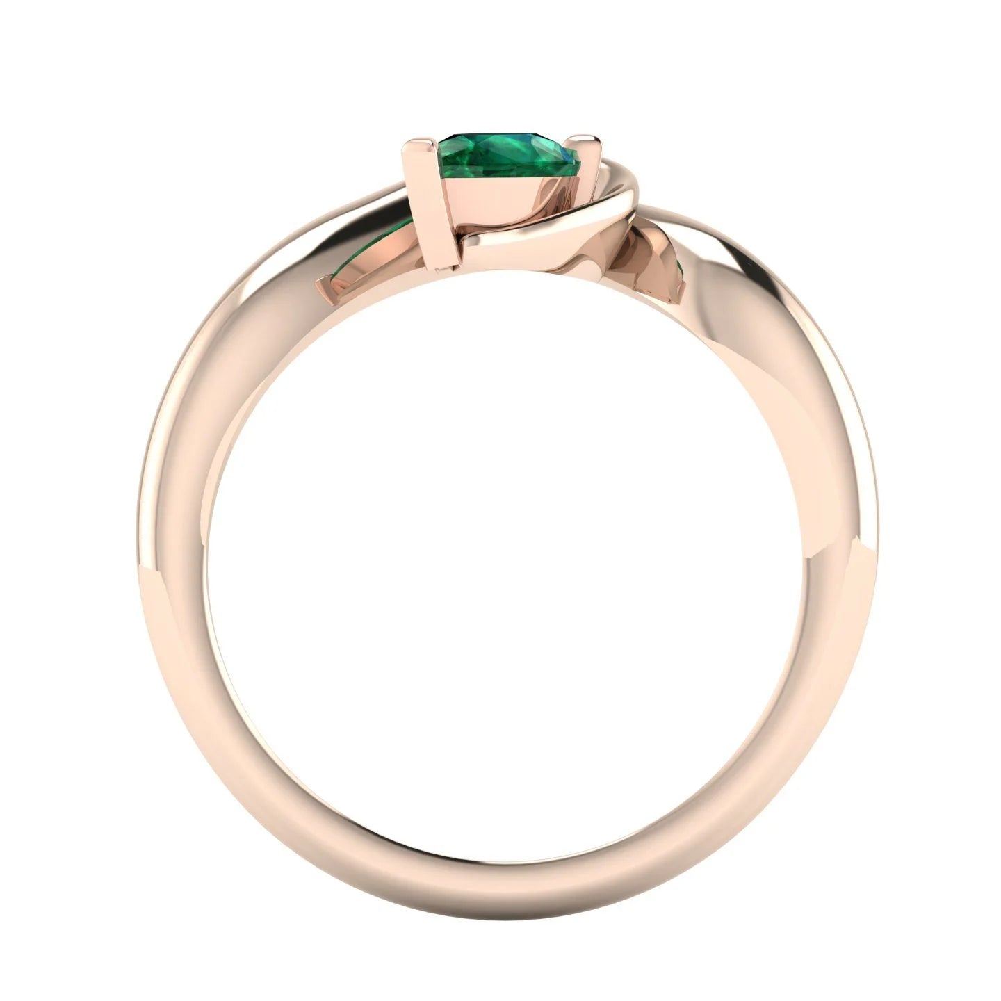 Enchanted Pear Shaped Lab Grown Emerald Asymmetrical Rose Gold Ring