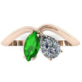 Entwined - Toi Et Moi Marquise Tsavorite & Pear Shaped Diamond Ring - 18 Carat Rose Gold