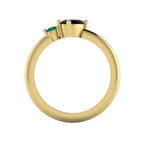 Selene - Oval Black Diamond & Emerald Engagement Ring - Yellow Gold