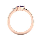 Selene - Oval Violet Sapphire & Diamonds Asymmetrical Cluster Engagement Ring - Rose Gold