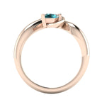 Enchanted Pear Shaped Solitaire Teal Sapphire Asymmetrical Rose Gold Ring