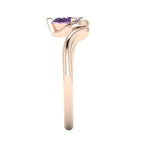 Enchanted Pear Shaped Solitaire Violet Sapphire Asymmetrical Rose Gold Ring