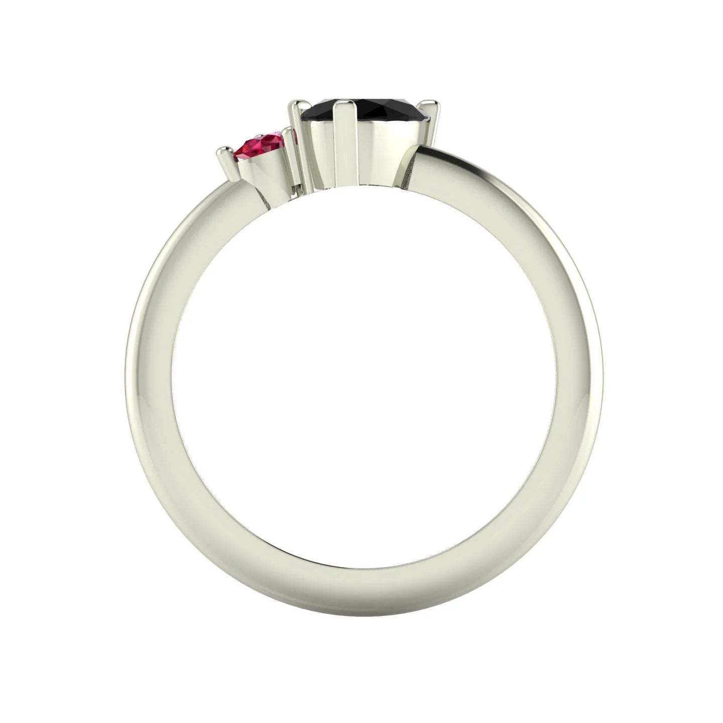 Selene - Oval Black Diamond & Ruby Engagement Ring - White Gold or Platinum