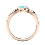 Enchanted Pear Shaped Aquamarine Asymmetrical Solitaire Engagement Ring in 18ct Rose Gold
