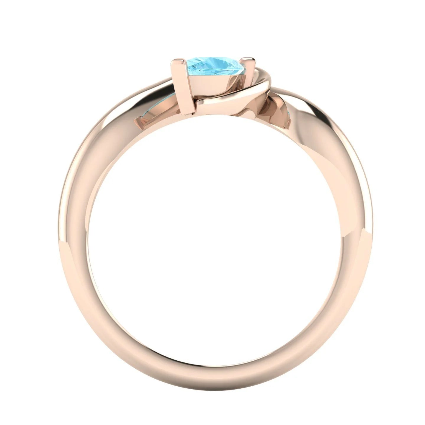 Enchanted Pear Shaped Aquamarine Asymmetrical Solitaire Engagement Ring in 18ct Rose Gold