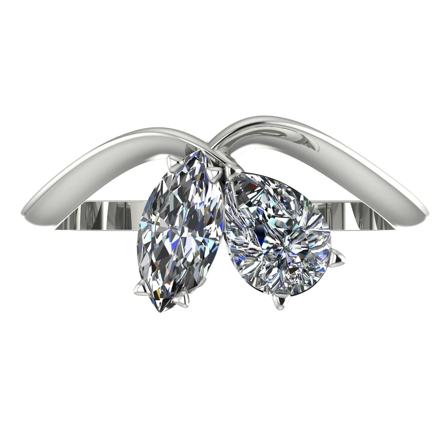 Entwined - Toi Et Moi Lab Grown Marquise & Pear Shaped Diamond Ring