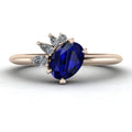 Selene - Oval Sapphire & Diamonds Asymmetrical Cluster Rose Gold Engagement Ring