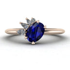 Selene - Oval Sapphire & Diamonds Asymmetrical Cluster Rose Gold Engagement Ring