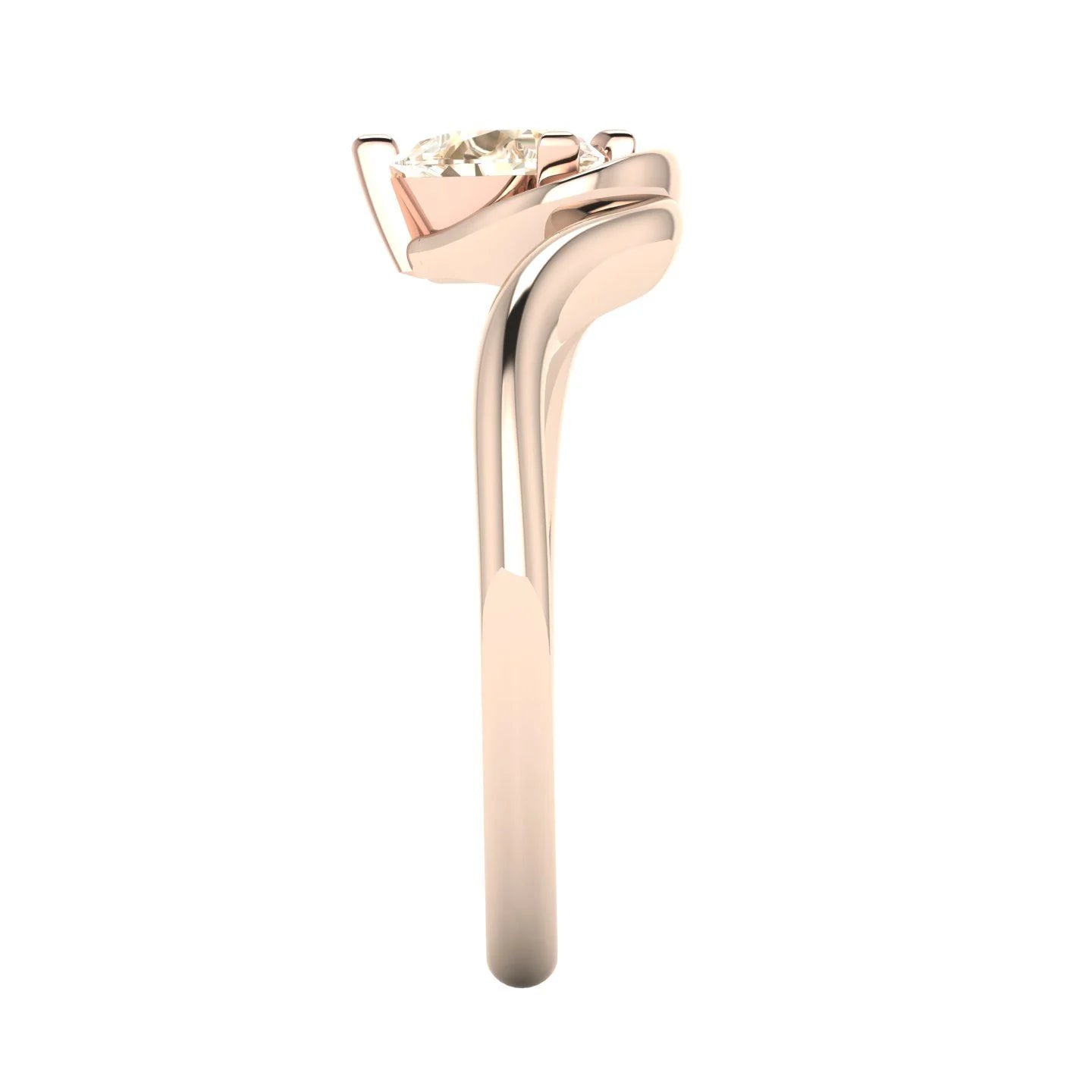 Enchanted Pear Shaped Champagne Diamond Asymmetrical Solitaire Engagement Ring in 18ct Rose Gold