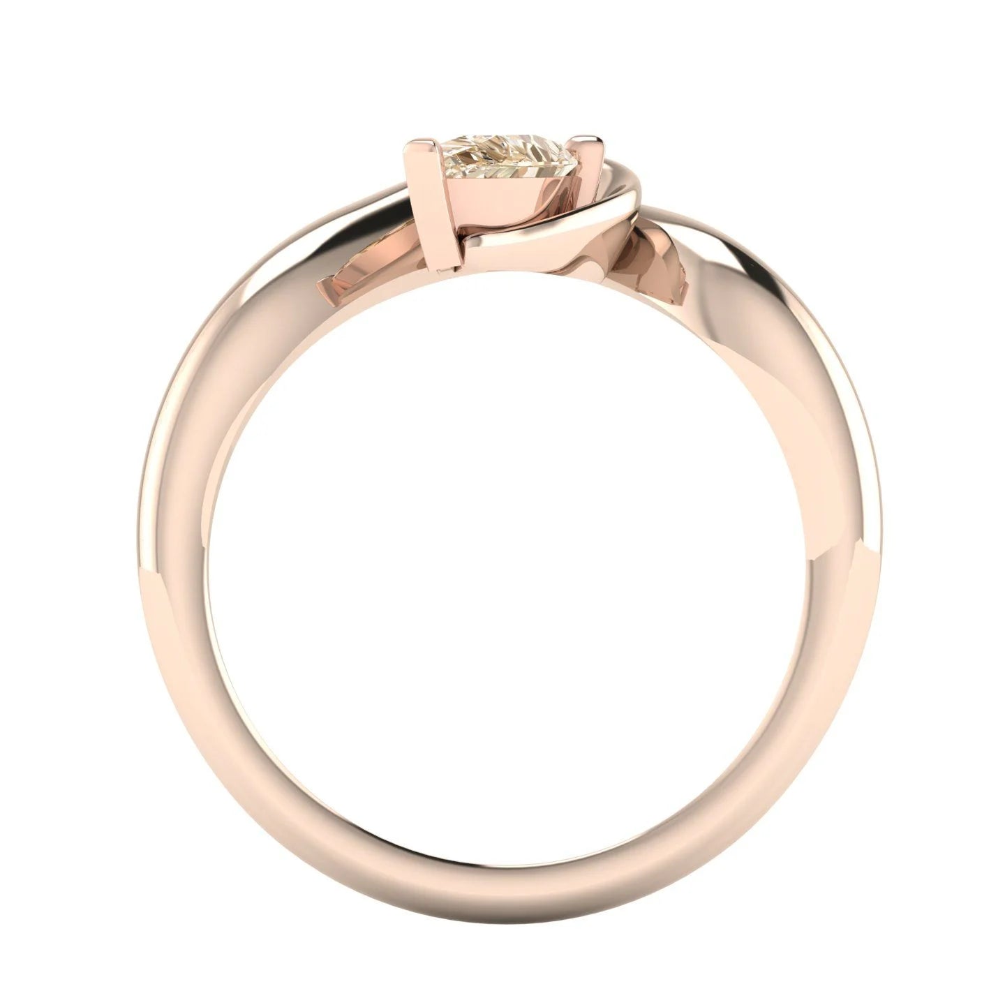 Enchanted Pear Shaped Champagne Diamond Asymmetrical Solitaire Engagement Ring in 18ct Rose Gold