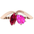 Entwined - Toi Et Moi - Marquise Ruby & Pear Shaped Pink Sapphire Ring - 18 Carat Rose Gold