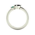 Selene - Oval Black Diamond & Emerald Engagement Ring - White Gold or Platinum