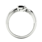 Enchanted Pear Shaped Black Diamond Asymmetrical Solitaire Engagement Ring in Platinum or 18ct White Gold