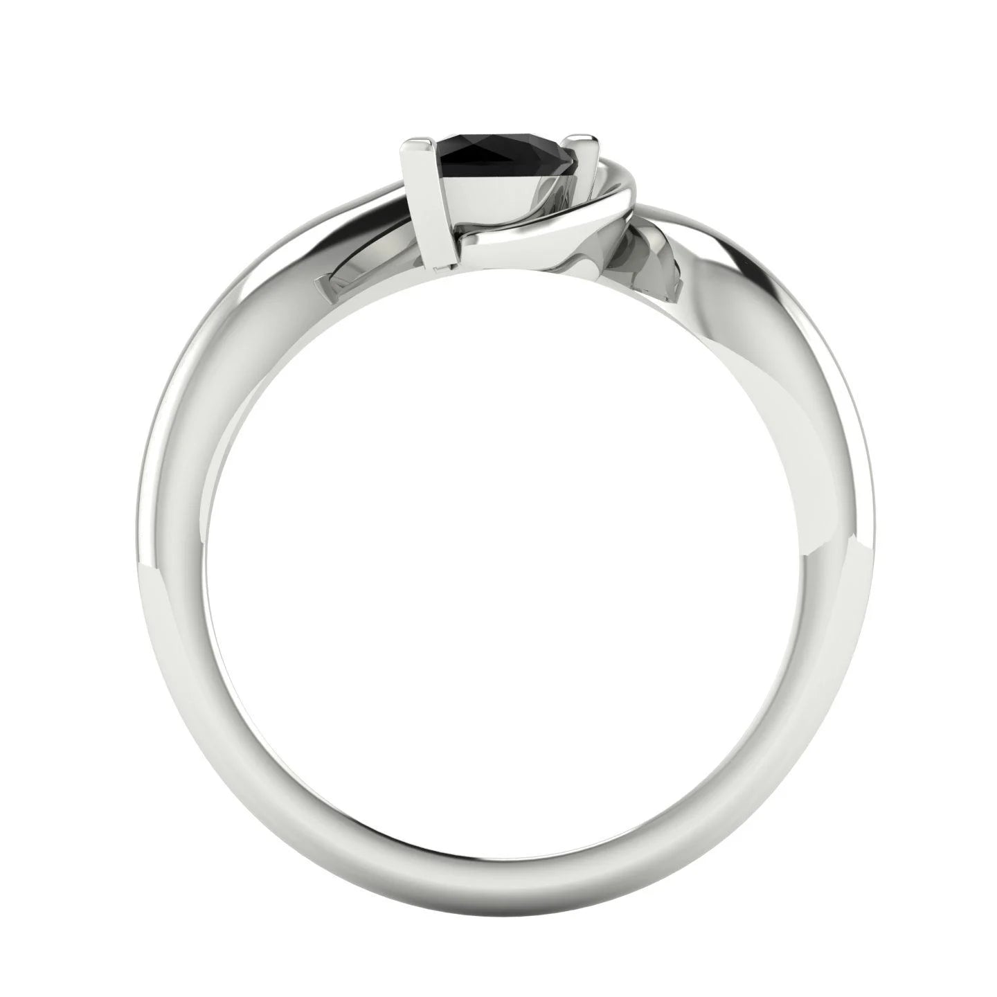 Enchanted Pear Shaped Black Diamond Asymmetrical Solitaire Engagement Ring in Platinum or 18ct White Gold