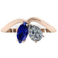 Entwined - Toi Et Moi - Marquise Sapphire & Pear Shaped Diamond Ring - 18 Carat Rose Gold