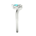 Enchanted Pear Shaped Solitaire Teal Sapphire Asymmetrical White Gold or Platinum Ring