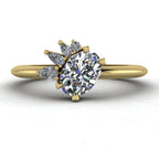Selene - Oval Diamond, Diamonds & Yellow Gold Asymmetrical Cluster Engagement Ring