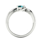 Enchanted Pear Shaped Solitaire Teal Sapphire Asymmetrical White Gold or Platinum Ring