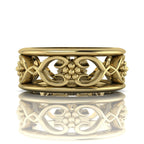 Flowers On The Vine Bordered Yellow Gold Floral Patterned Wedding Ring