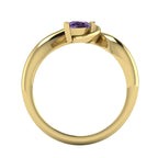 Enchanted Pear Shaped Solitaire Violet Sapphire Asymmetrical Yellow Gold Ring