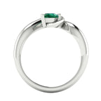 Enchanted Pear Shaped Lab Grown Emerald Asymmetrical White Gold or Platinum Ring