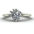 Selene - Oval Diamond Asymmetrical Cluster Engagement Ring - White Gold or Platinum