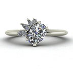 Selene - Oval Diamond Asymmetrical Cluster Engagement Ring - White Gold or Platinum