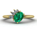 Selene - Oval Emerald & Diamonds Asymmetrical Cluster Engagement Ring