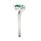 Enchanted Pear Shaped Lab Grown Emerald Asymmetrical White Gold or Platinum Ring