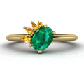 Selene - Oval Emerald & Yellow Sapphires Engagement Ring