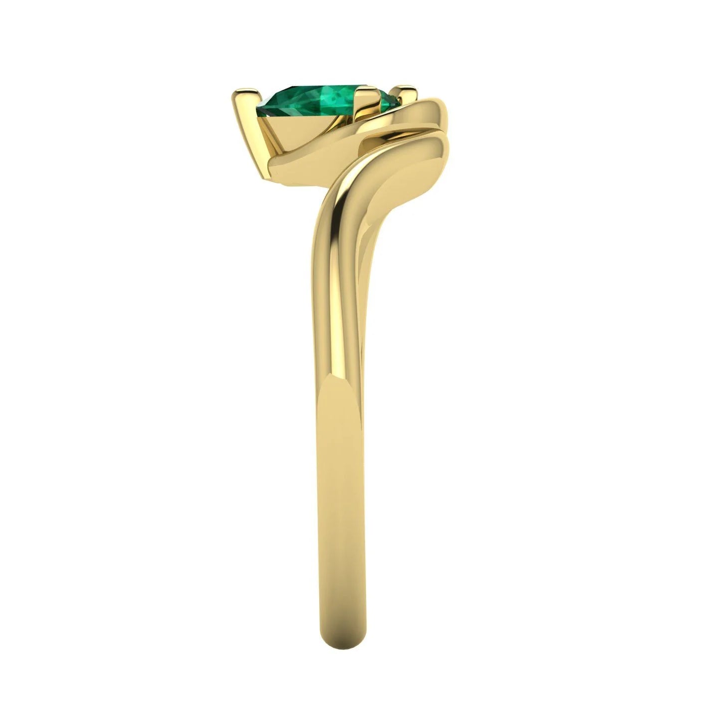 Enchanted Pear Shaped Emerald Solitaire Engagement Ring in 18ct Yellow Gold