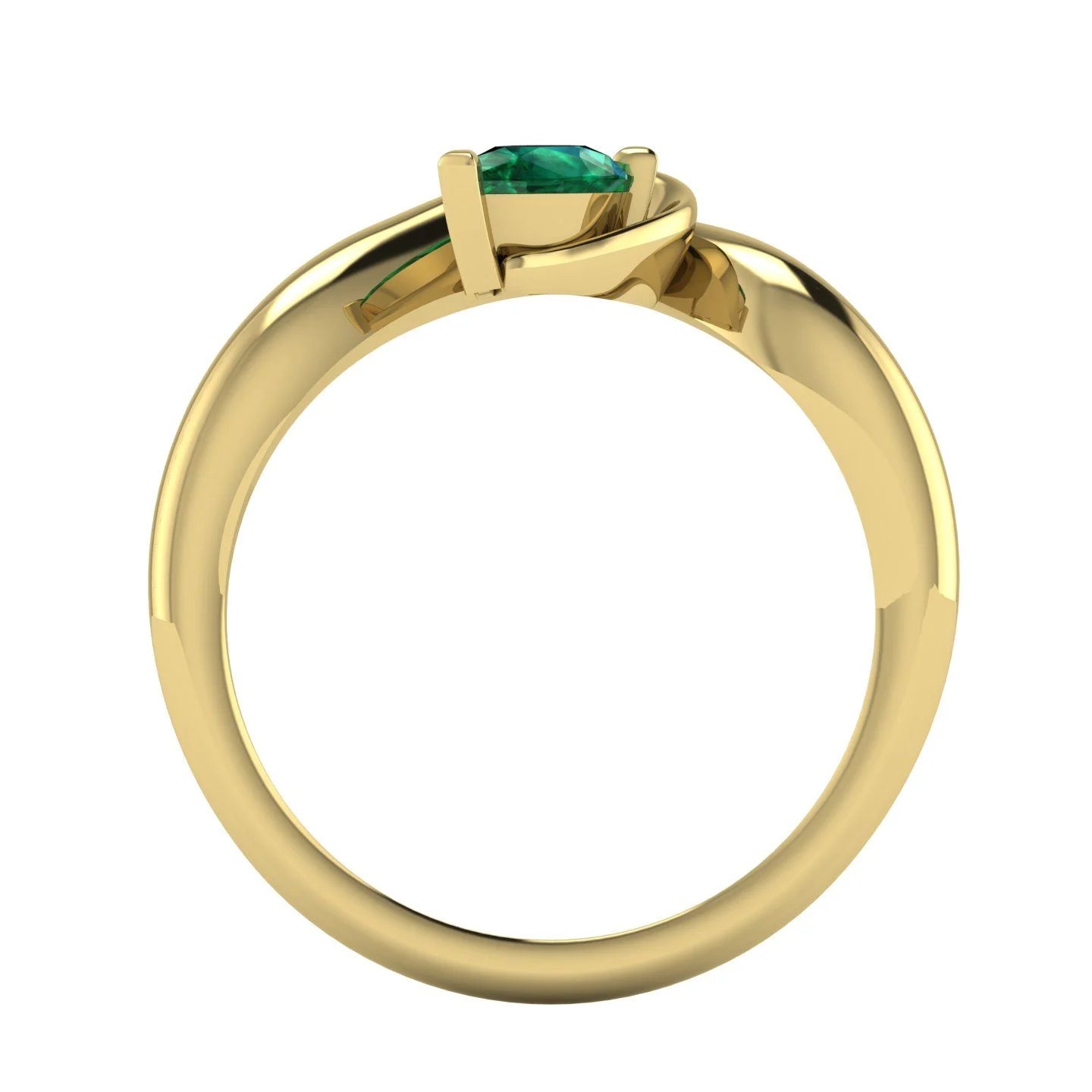 Enchanted Pear Shaped Lab Grown Emerald Asymmetrical Yellow Gold Ring