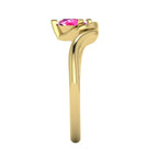 Enchanted Pear Shaped Solitaire Pink Sapphire Asymmetrical Yellow Gold Ring