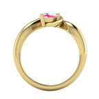 Enchanted Pear Shaped Solitaire Pink Sapphire Asymmetrical Yellow Gold Ring