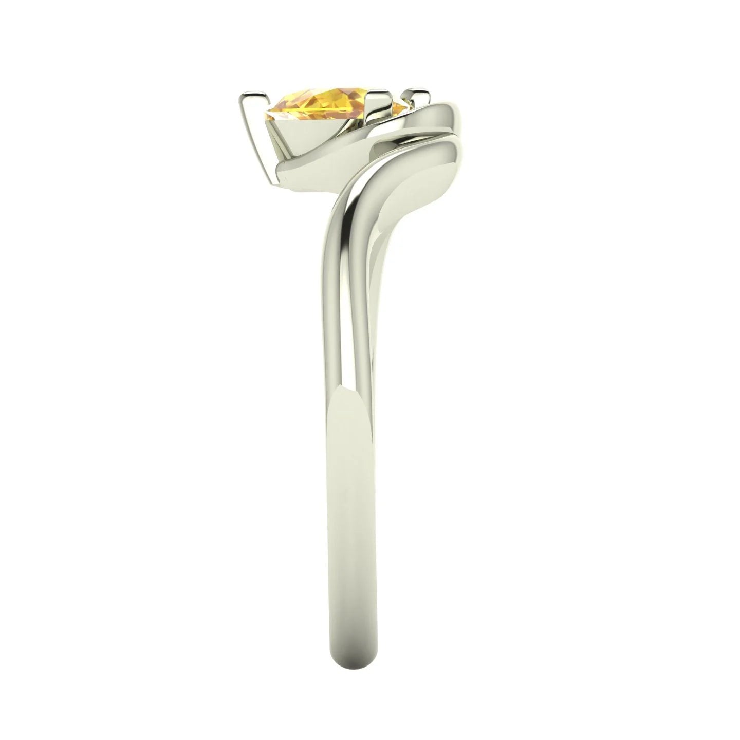 Enchanted Pear Shaped Solitaire Yellow Sapphire White Gold or Platinum Ring