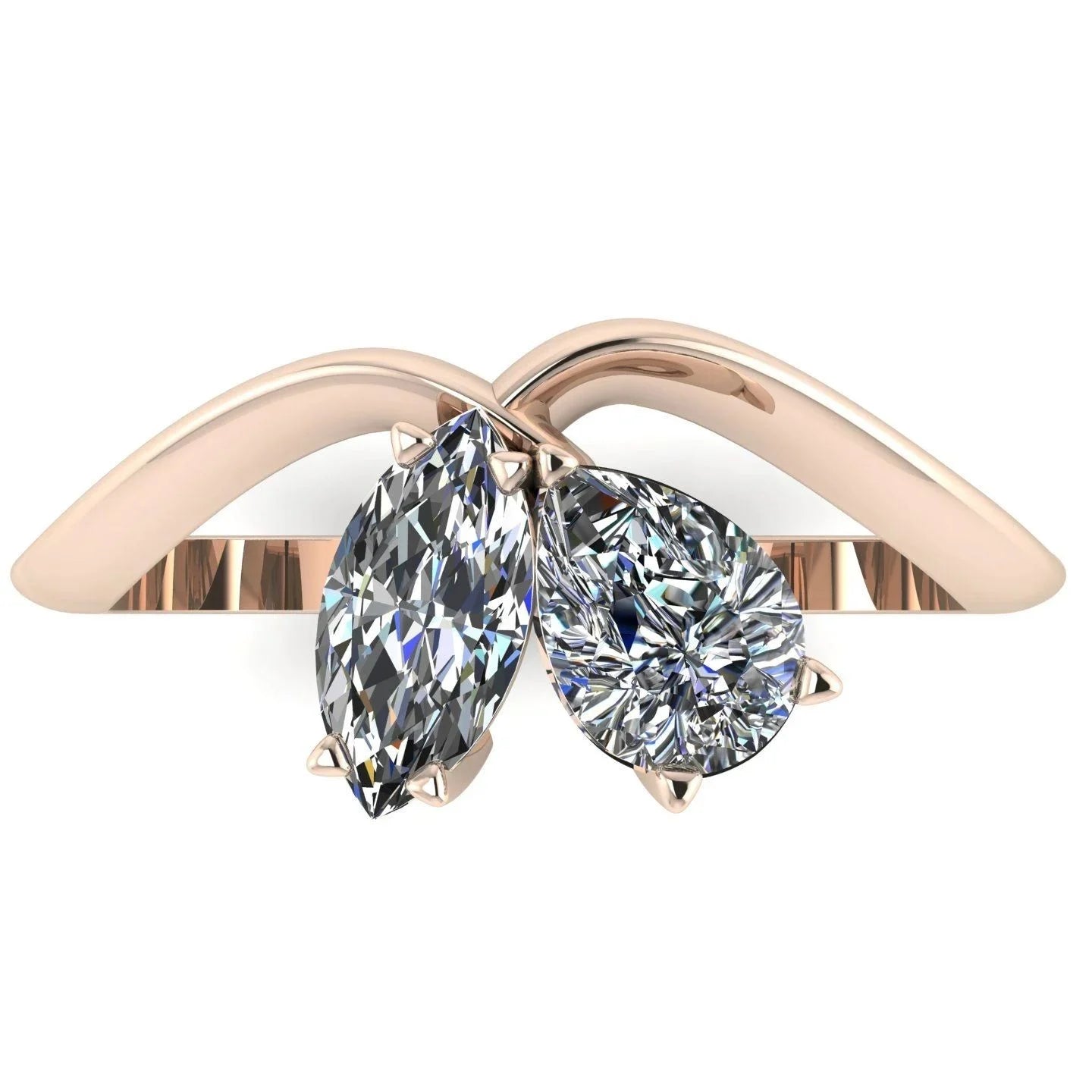 Entwined - Toi Et Moi Champagne Diamond & Marquise Rose Gold Ring