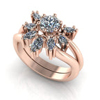 Flutterby Shaped Diamond Rose Gold Wedding Ring