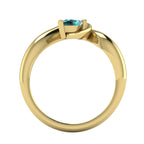Enchanted Pear Shaped Solitaire Teal Sapphire Asymmetrical Yellow Gold Ring