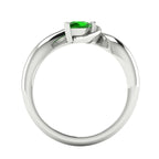 Enchanted Pear Shaped Tsavorite Asymmetrical White Gold or Platinum Ring