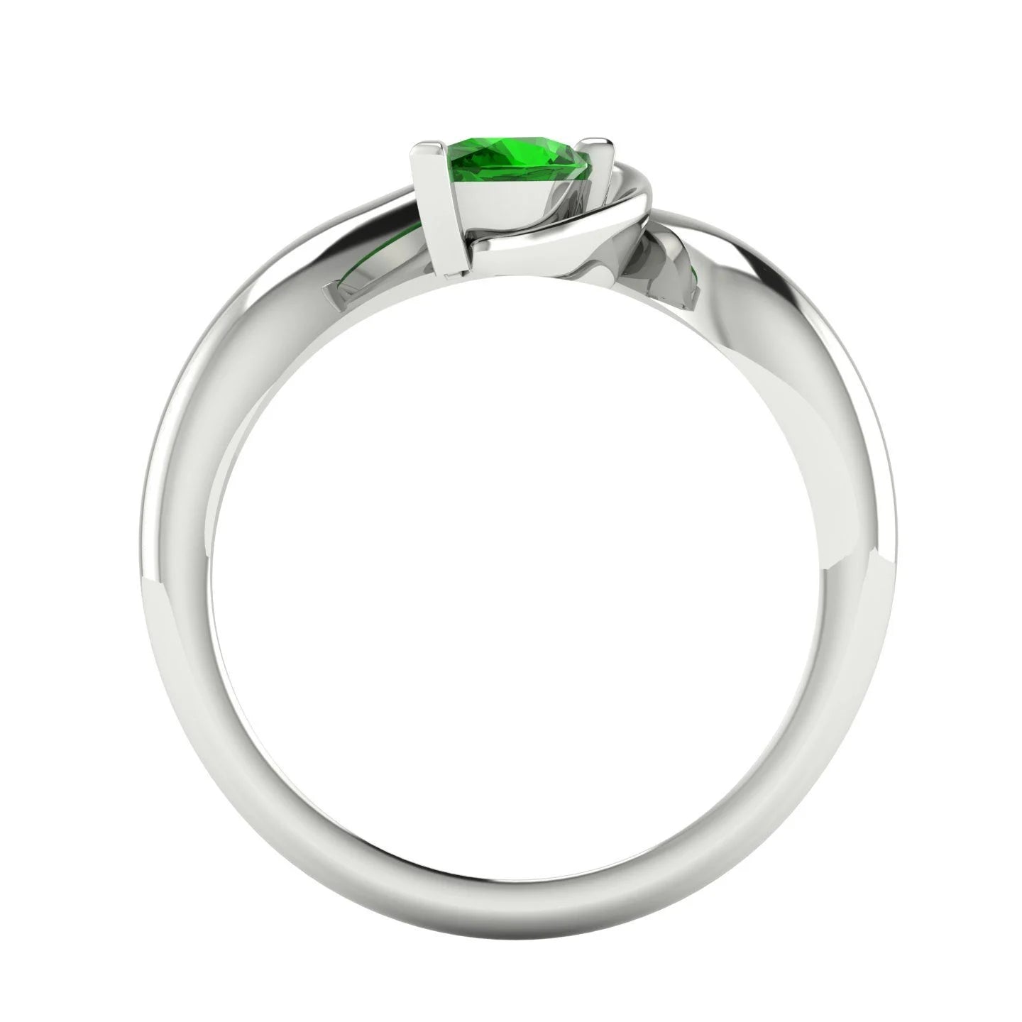 Enchanted Pear Shaped Tsavorite Asymmetrical White Gold or Platinum Ring