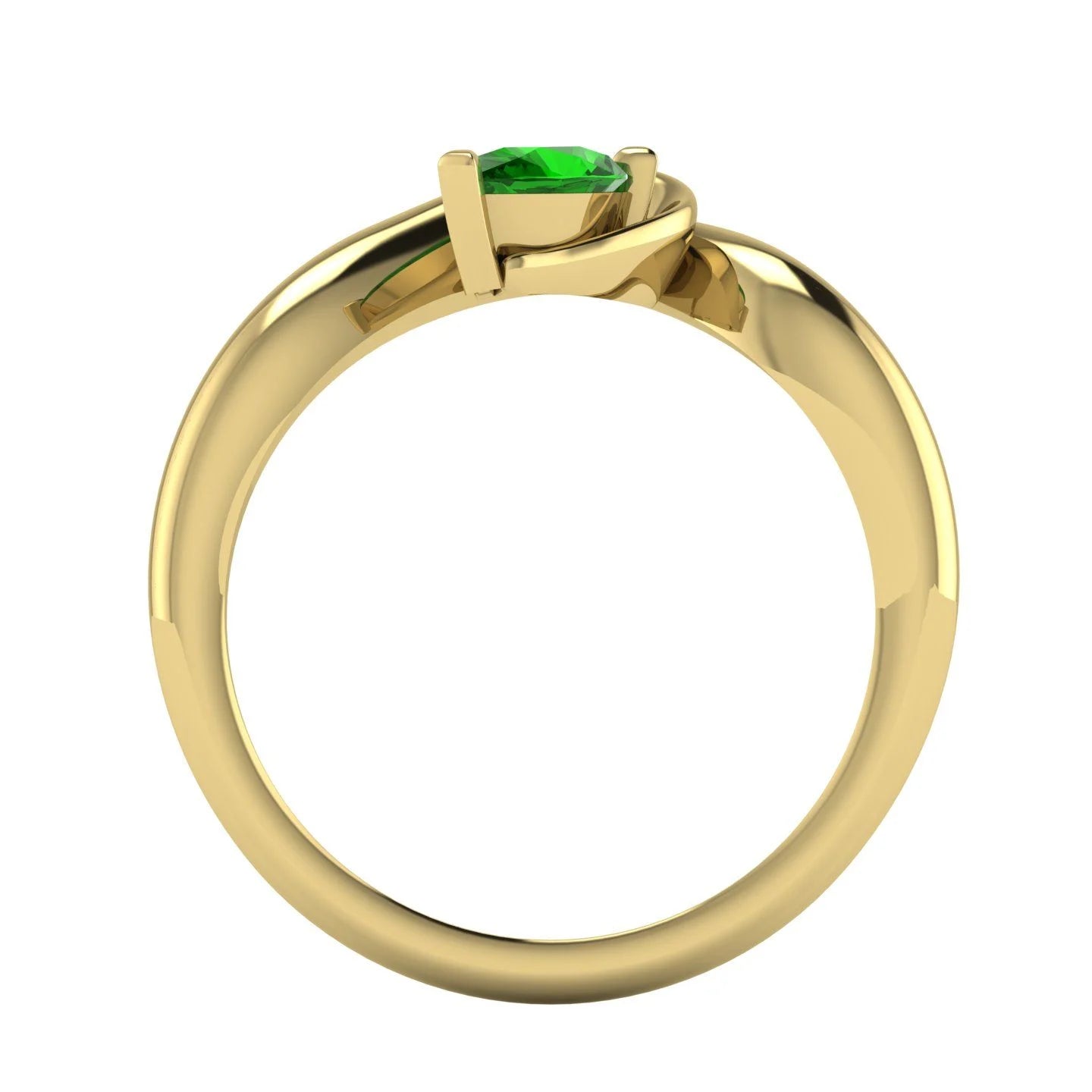 Enchanted Pear Shaped Tsavorite Asymmetrical Yellow Gold Ring