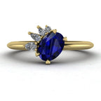 Selene - Oval Sapphire & Diamonds Asymmetrical Cluster Yellow Gold Engagement Ring