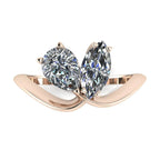 Entwined - Toi Et Moi Lab Grown Marquise & Pear Shaped Diamond Rose Gold Ring