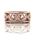 Flowers On The Vine Bordered Floral Patterned Rose Gold Wedding Ring