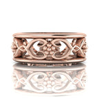 Flowers On The Vine Bordered Floral Patterned Rose Gold Wedding Ring