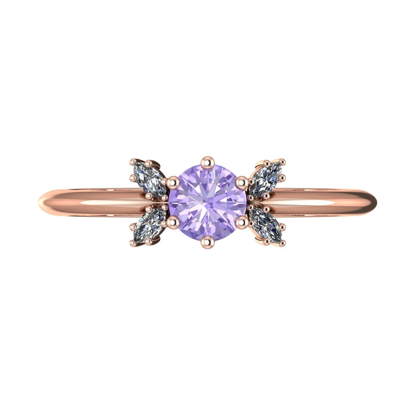 Flutterby: Lavender Sapphire & Diamond Ring in Rose Gold
