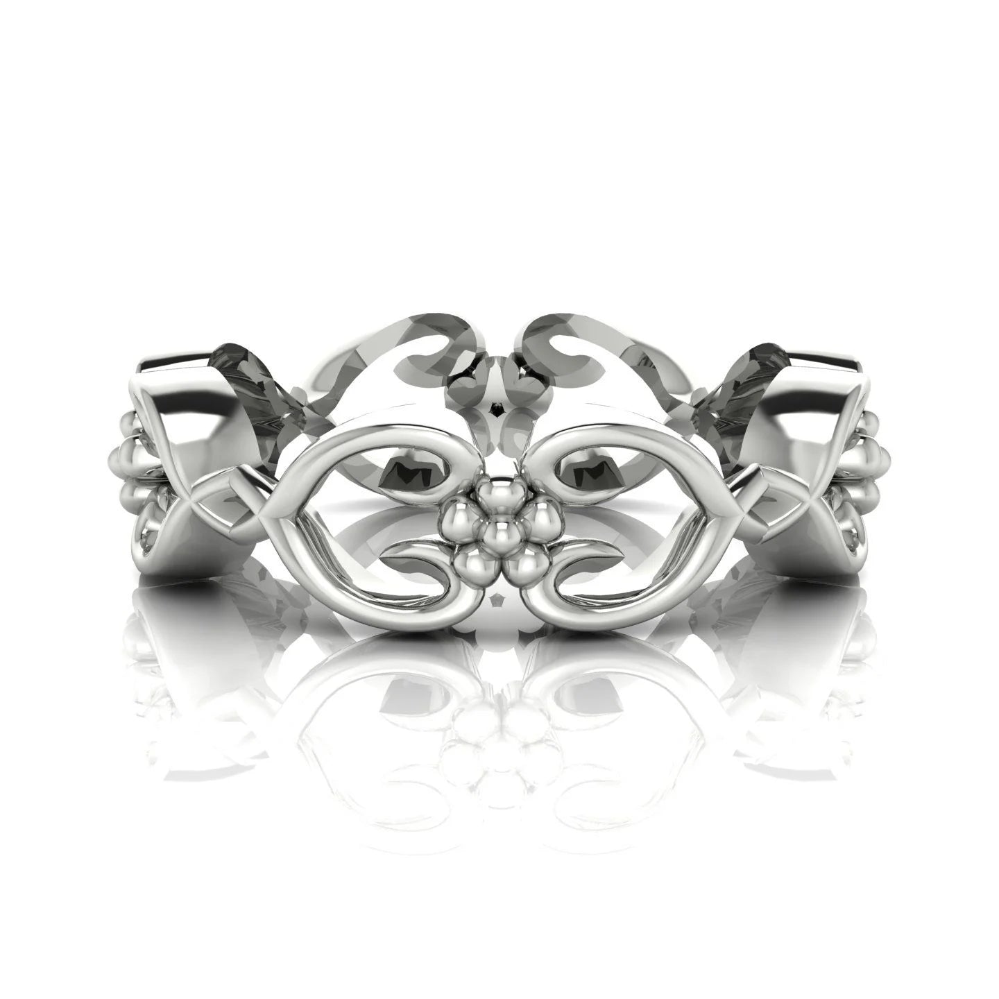 Flowers On The Vine,  White Gold Or Platinum Floral Patterned Wedding Ring