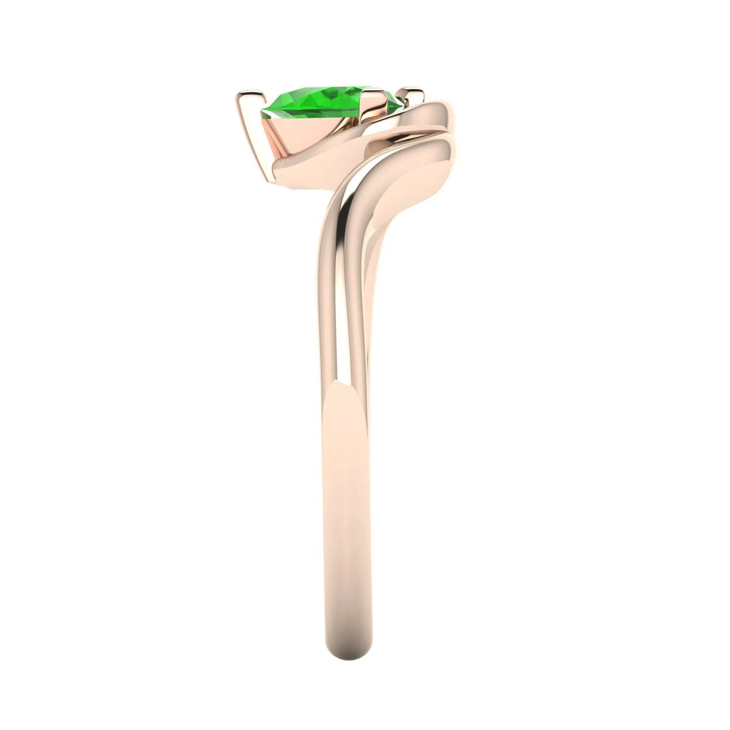 Enchanted Pear Shaped Tsavorite Asymmetrical Rose Gold Ring